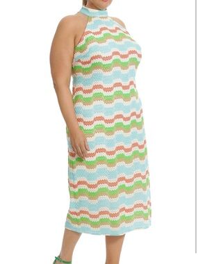 Donna Morgan Women's Mock Neck Halter Dress 18W